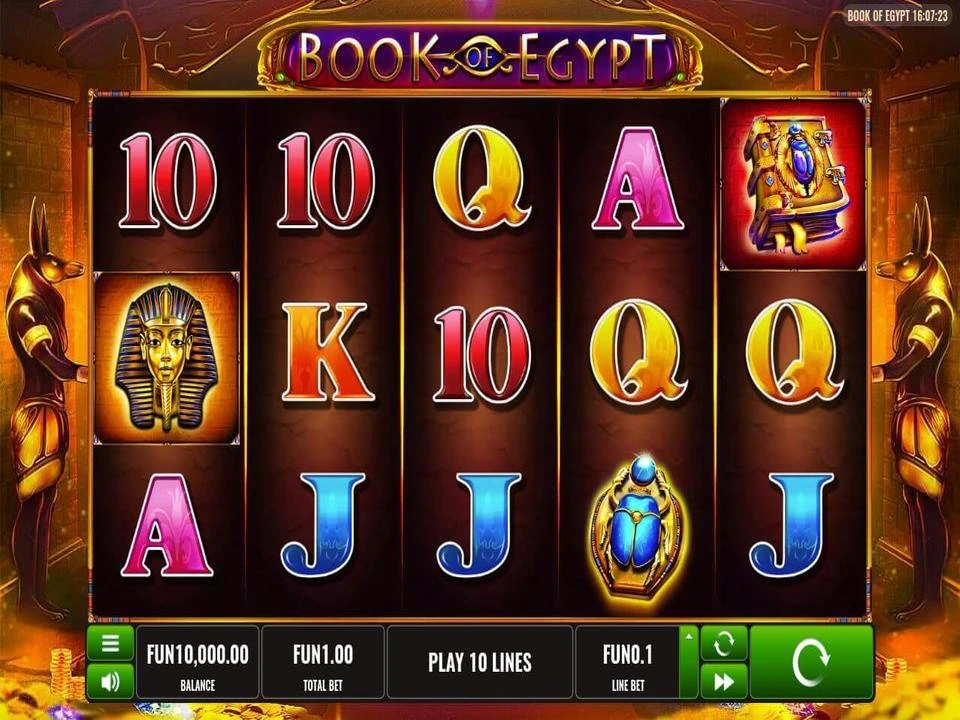 Schermata della slot Book of Egypt con simboli egiziani e libro Scatter